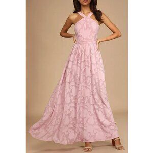 Love and Beyond Mauve Pink Burnout Floral Maxi Dress - Size M